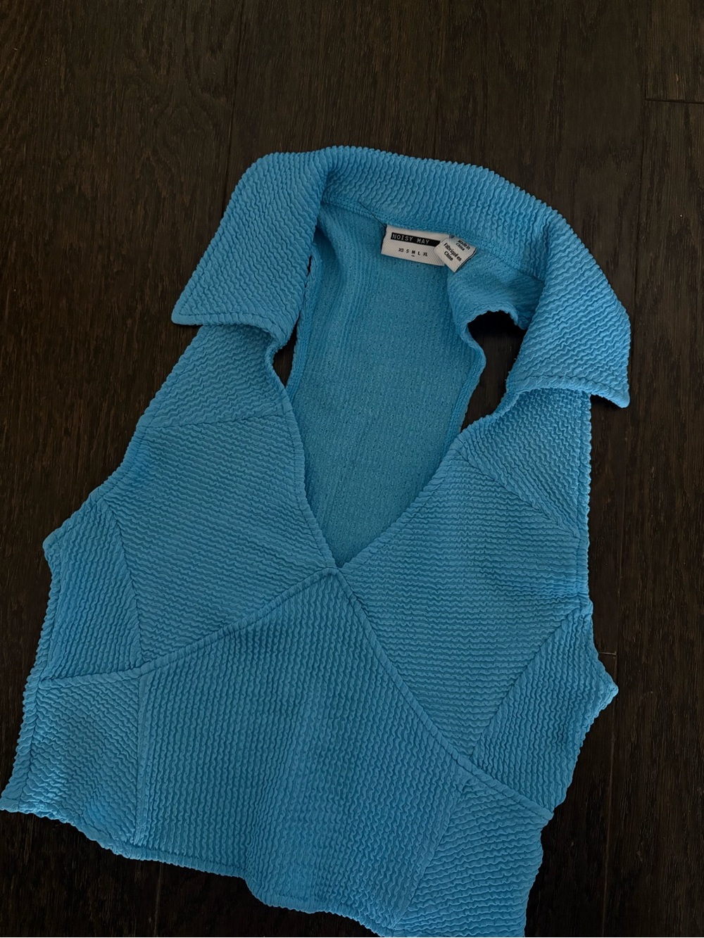 Noisy May Bright Blue Textured V-Neck Sweater